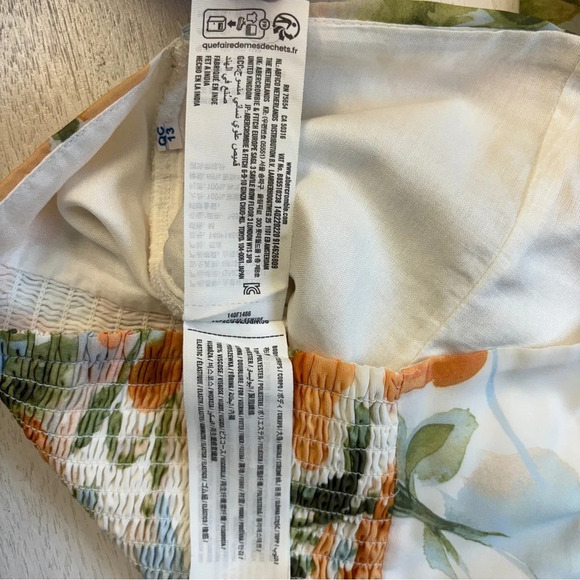 NWT Abercrombie & Fitch Floral Cropped Puff Sleeve Smocked Blouse M - Picture 7 of 10